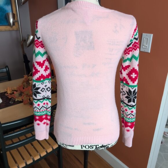 No Boundaries Pink, Sweet Ugly Christmas Sweater Sz S - Picture 5 of 9